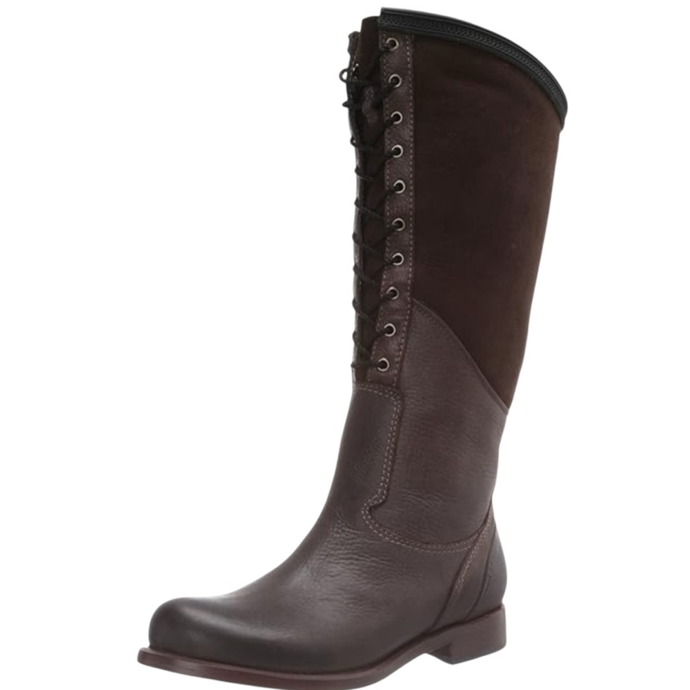Timberland Boot Co Lucille Brown Leather Sheepskin Lace-Up Riding Boots Size 9